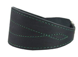 Black Real Leather Tapered Extra Wide Greyhound Whippet Dog Collar 2.75" Wide, Fits 12" 16" Neck, Medium  Pet Collars 