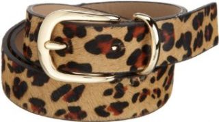 AK Anne Klein Women's 1 Inch Haircalf Panel Belt With Double Metal Loop, Beige, Small