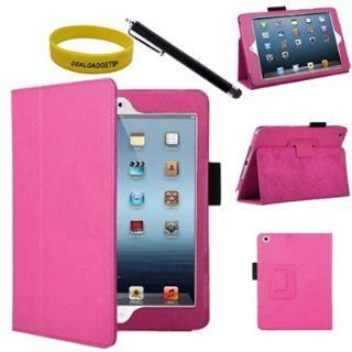 Dealgadgets Hot Pink Leather Case Cover for Apple Ipad Mini 2 with Free Black Stylus & Wristband Computers & Accessories