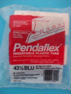 Pendaflex, 43 1/2BLU, Insertable Plastic Tabs, Blue, 25 Tabs, 3 1/2" Wide, With Blank White Label Insert : Index Tabs : Office Products