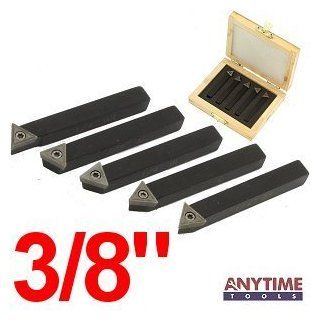 Anytime Tools 5 Piece 3/8" MINI LATHE INDEXABLE CARBIDE INSERT TOOL BIT SET: Indexable Insert Holders: Industrial & Scientific