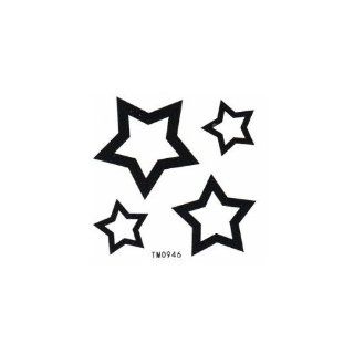 BT0045 4 Stars, Temporary Body Skin Tattoo, Sticks On Almost Any Surface: Toys & Games