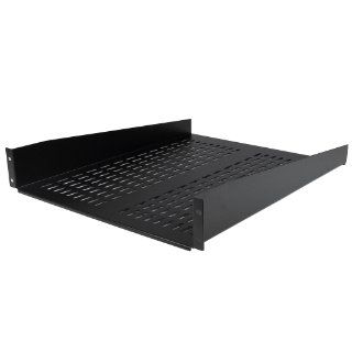 StarTech 2U 22 Inch 50lbs / 22kg Vented Rack Mount Cantilever with Fixed Server Rack Cabinet Front Mounted Fixed Shelf   CABSHELF22V (Black): Computers & Accessories