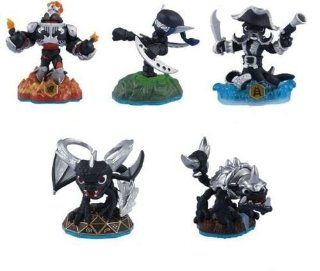 SKYLANDERS SWAP FORCE DARK EDITION 5 FIGURE CHARACTER LOT • Blast Zone, Wash Buckler, Spyro, Slobber Tooth, Stealth Elf, Also includes Stickers, Web codes, Trading Cards     NOT MACHINE SPECIFIC     PLEASE NOTE          GAME NOT INCLUDED FIGURES ON