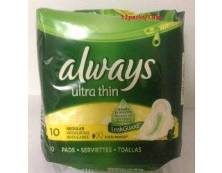 Always Pads Ultra Thin, Flexi wings, Regular, 10 Count (Pack of 6): Health & Personal Care