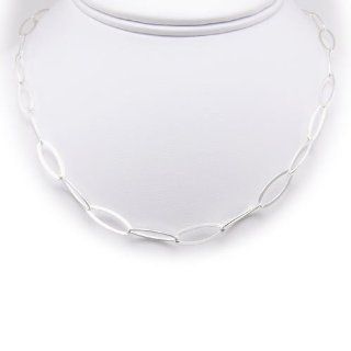 Flat Oval Sterling Silver Chain Necklace Toggle Clasp Nickel Free Italy 24 Inch: Jewelry