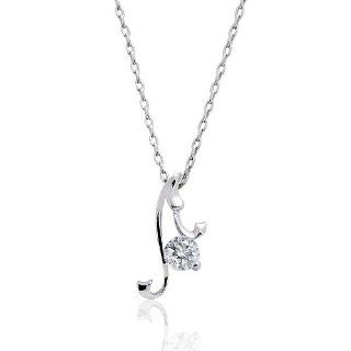 PRJewelry 18k White Gold Plated 4mm Cubic Zirconia Pendant Necklace 16"+ 2" Extender Jewelry