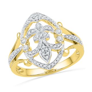 CT. T.W. Diamond Fleur de Lis Ring in Sterling Silver and 14K Gold