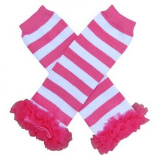 Chiffon Hot Pink Stripe   Tutu Chiffon Ruffle Leg Warmers   for Infant, Baby, Toddler, Girls Clothing