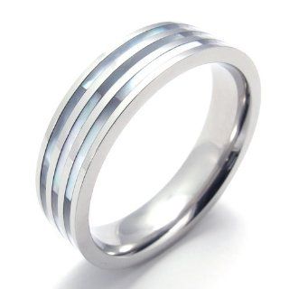 Pr820260 R&d Stainless Steel Ring Mens Lady's Natural Shell Shiny Us Size 8 
