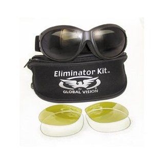 Motorcycle Goggles with 3 Sets of Interchangeable Lenses Smoke Clear and Yellow Plus a Neoprene Zipper Bag with Lens Divider Also Has Soft Airy Foam Padding: Sports & Outdoors