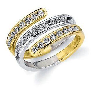 18k Two Tone Gold Channel Set Diamond Wrap Around Ring (1.0 cttw, H I Color, SI1 SI2 Clarity) SIZE 4.5: Eternity Wedding Bands: Jewelry
