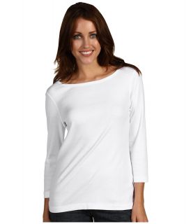 Red Dot Cotton Knits 3/4 Sleeve British Tee Womens T Shirt (White)