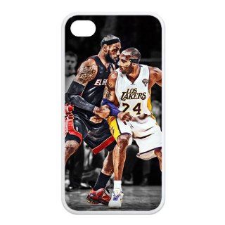 The Battle Between Super Stars Kobe Bryant VS LeBron James For Iphone4/4s Black or White Leather Rubber Cover Case Creative New Life Cell Phones & Accessories