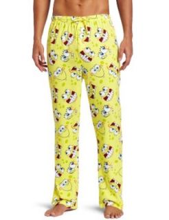 Briefly Stated Men's Spongebob Faces Pajama Pant, Yellow, Small: Clothing