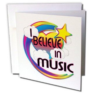 gc_166701_1 Dooni Designs   Believe In Dreamy Belief Designs   I Believe In Music Cute Believer Design   Greeting Cards 6 Greeting Cards with envelopes : Office Products