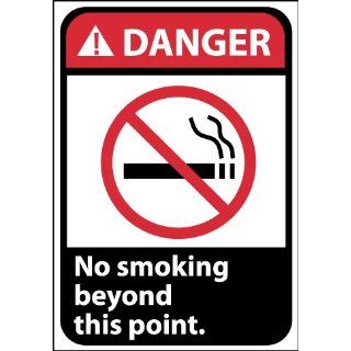 NMC DGA7PB ANSI Sign, Legend "DANGER   No smoking beyond thisd point" with Graphic, 10" Length x 14" Height, Pressure Sensitive Vinyl, Black/Red on White: Industrial & Scientific