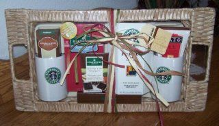 Starbucks Coffee Cups French Roast Gift Set +Biscotti : Gourmet Coffee Gifts : Grocery & Gourmet Food