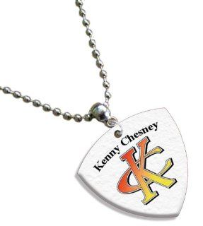 Kenny Chesney Chain / Necklace Bass Guitar Pick Both Sides Printed Jewelry