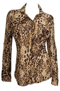 eVogues Plus size Animal Print Blouse Brown at  Womens Clothing store: