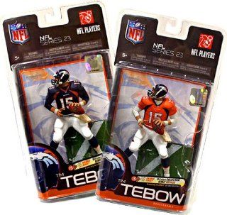 McFarlane Toys NFL Sports Picks Series 23 Set of Both Tim Tebow (Denver Broncos) Action Figures Blue Jersey Orange Jersey: Toys & Games