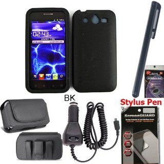 Black Silicone Gel Cover Combo Pack for Huawei Mercury m886 with Car Charger, Screen Protectors, Stylus Pen and Horizontal Case that fits your Phone with the Cover on it. Comes with Radiation Shield.: Cell Phones & Accessories