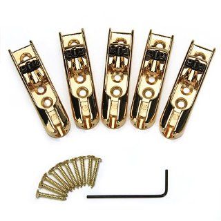 Gold Individual Bass Bridges 5 string  Comes with Adjustment Allen Key and Mounting Screws: Musical Instruments