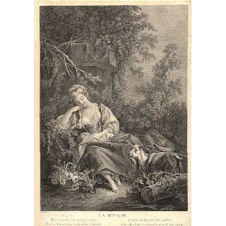 Art: La Reveuse. (The Dreamer) : Engraving : Francois Boucher