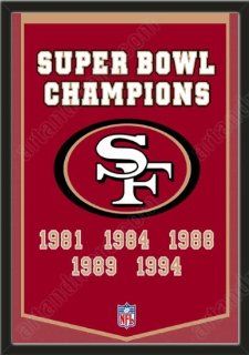 Dynasty Banner Of San Francisco 49ers Framed Awesome & Beautiful Must For A Championship Team Fan! Most NFL Team Dynasty Banners Available Plz Go Through Description & Mention In Gift Message If Need A different Team   Sports Fan Wall Banners
