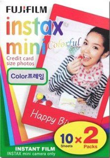 Fuji Instax Mini 20 Packs / 200 Sheets Films for 7 7s 8 25 50s 55i Camera (10 Different Colorful Borders) : Photographic Film : Camera & Photo