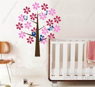 Custom PopDecals   ful flower tree (four s)   57 in high   Beautiful Tree Wall Decals for Kids Rooms Teen Girls Boys Wallpaper Murals Sticker Wall Stickers Nursery Decor Nursery Decals   Nursery Decor Products