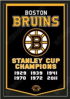 Dynasty Banner Of Boston Bruins Framed Awesome & Beautiful Must For A Championship Team Fan! Most NHL Team Dynasty Banners Available Plz Go Through Description & Mention In Gift Message If Need A different Team   Sports Fan Wall Banners