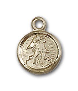 14kt Solid Gold Pendant Guardian Angel Medal 3/8 x 1/4 Inches  2340  Comes with a Black velvet Box: Jewelry