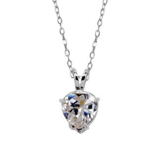 Sterling Silver 2c.t.w Solitaire Pendant Authentic Diamond Color Heart Shape: Solitaire Diamond Necklace: Jewelry