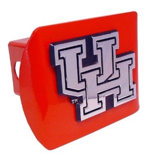 University of Houston Cougars "Red with Chrome UH Emblem" NCAA College Sports Steel Trailer Hitch Cover Fits 2 Inch Auto Car Truck Receiver: Automotive