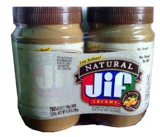 Jif Natural Creamy Low Sodium Peanut Butter Two 40oz. Jars : Grocery & Gourmet Food