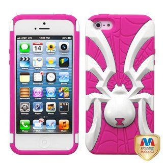 Hard Plastic Snap on Cover Fits Apple iPhone 5 5S Ivory White/Hot Pink Spiderbite Hybrid Plus A Free LCD Screen Protector AT&T, Cricket, Sprint, Verizon (does NOT fit Apple iPhone or iPhone 3G/3GS or iPhone 4/4S or iPhone 5C): Cell Phones & Accesso