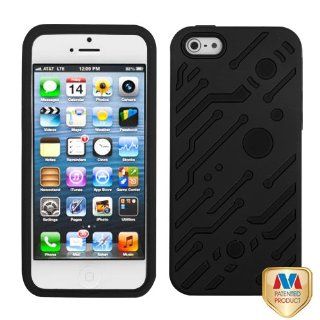 Apple iPhone 5 Hard Plastic Snap on Cover Rubberized Black/Black Circuitboard Hybrid AT&T, Cricket, Sprint, Verizon Plus A Free LCD Screen Protector (does NOT fit Apple iPhone or iPhone 3G/3GS or iPhone 4/4S): Cell Phones & Accessories