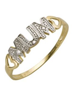 9 Carat Yellow Gold Diamond   Set Mum Ring