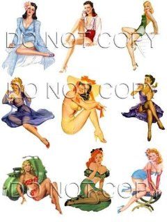 9 Different WWII Nose Art Pinup Girl Guitar Decals #35: Musical Instruments