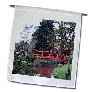fl_44105_1 Jos Fauxtographee Realistic   A Japanese Garden With a Red Bridge in Ireland Finished in two Different Textures   Flags   12 x 18 inch Garden Flag : Outdoor Flags : Patio, Lawn & Garden