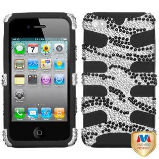 Hard Plastic Snap on Cover Fits Apple iPhone 4 4S Black Zebra Skin Diamond Black Fishbone Plus A Free LCD Screen Protector AT&T, Verizon (does NOT fit Apple iPhone or iPhone 3G/3GS or iPhone 5/5S/5C): Cell Phones & Accessories