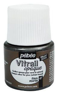 Pebeo Vitrail Stained Glass Effect Glass Paint 45 Milliliter Bottle, Pewter
