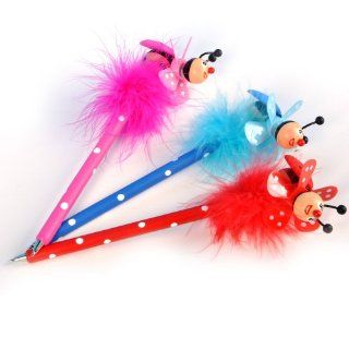Furry Ladybug Pens (1 dz) : Ballpoint Stick Pens : Office Products