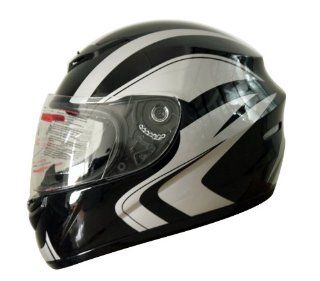 Eight One Eight Full Face Motorcycle Helmet Black/Silver Graphic: Sports & Outdoors