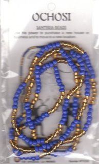 1 OCHOSI SANTERIA GOLD BLUE BEAD BRACELET   NECKLACE 32 inch   YOU GET One 32" TO use either AS Bracelet OR Necklace: Everything Else