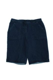 Alfred Dunner Santorini Flat Front Denim Shorts Indigo 18 at  Womens Clothing store