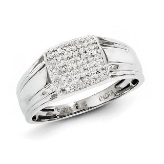 Celtic Sterling Silver Rhodium Plated Diamond Men's Ring: Jewelry