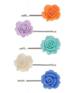 5 Pack Pastel Carved Rose Bobby Pins
