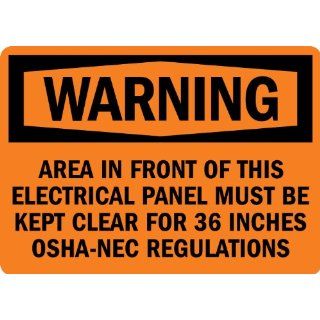 SmartSign 3M Engineer Grade Reflective Label, Legend "Warning: Electrical Panel Must Be Kept Clear", 7" high x 10" wide, Black on Orange: Industrial Warning Signs: Industrial & Scientific